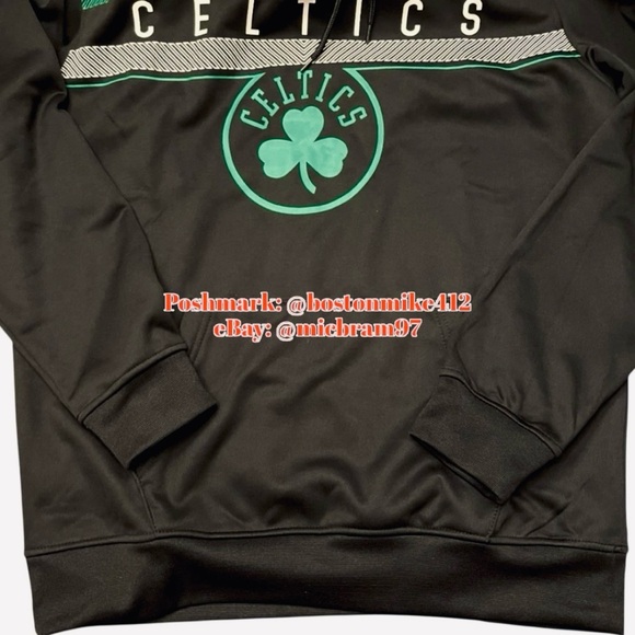 nba boston celtics Hoodie Mens Celtics Sweatshirt MD Black White Green MED NWT - Picture 9 of 13